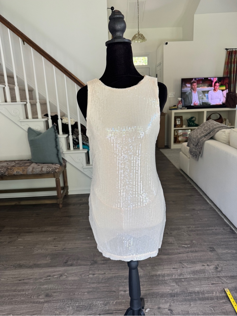 Princess Polly NWT Ivory Sequin Mini Dress w Built in Shorts